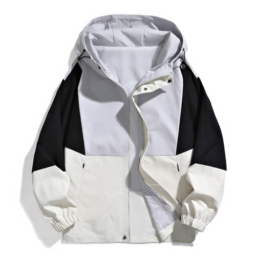 WASSUP Nuraya潮牌戶外沖鋒衣男春秋拼色寬鬆情侶連帽夾克外套男