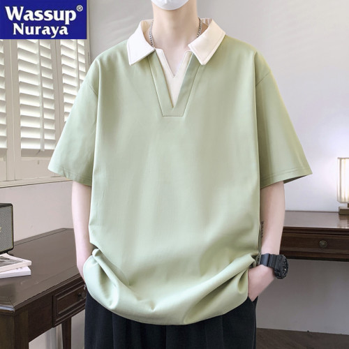 WASSUP NURAYA冰絲薄款POLO衫男夏季美式高街休閒青年學生短袖T恤