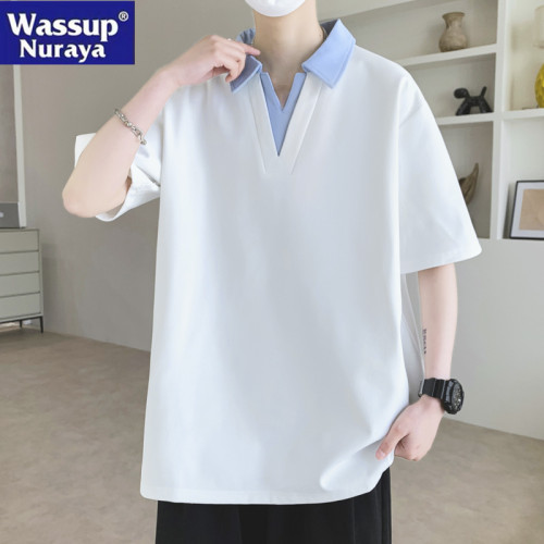 WASSUP NURAYA冰絲薄款POLO衫男夏季美式高街休閒青年學生短袖T恤