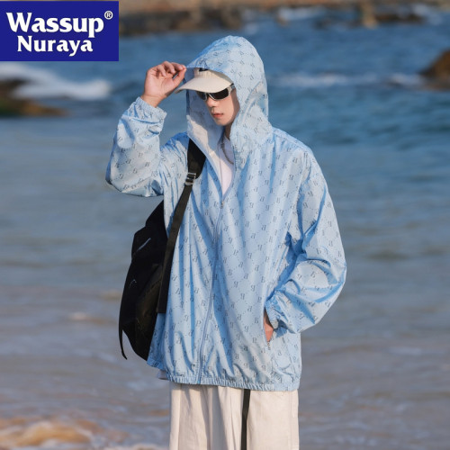 WASSUP NURAYA連帽皮膚衣外套男青年夏季薄款休閒冰絲透氣防曬服