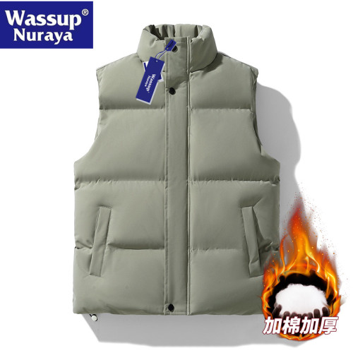 WASSUP Nuraya潮牌棉馬甲男秋冬外穿無袖背心男冬季棉服情侶外套