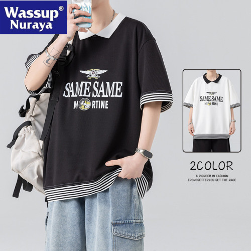WASSUP NURAYA夏季美式繙領POLO衫男生短袖青少年冰絲半袖T桖男 WASSUP NURAYA夏季美式繙領POLO衫男生短袖青少年冰絲半袖T桖男