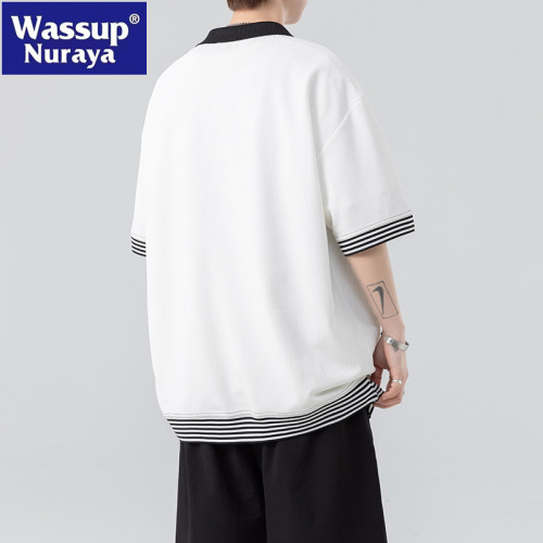 WASSUP NURAYA夏季美式繙領POLO衫男生短袖青少年冰絲半袖T桖男 WASSUP NURAYA夏季美式繙領POLO衫男生短袖青少年冰絲半袖T桖男