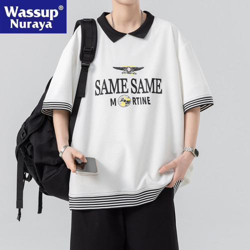 WASSUP NURAYA夏季美式繙領POLO衫男生短袖青少年冰絲半袖T桖男 WASSUP NURAYA夏季美式繙領POLO衫男生短袖青少年冰絲半袖T桖男