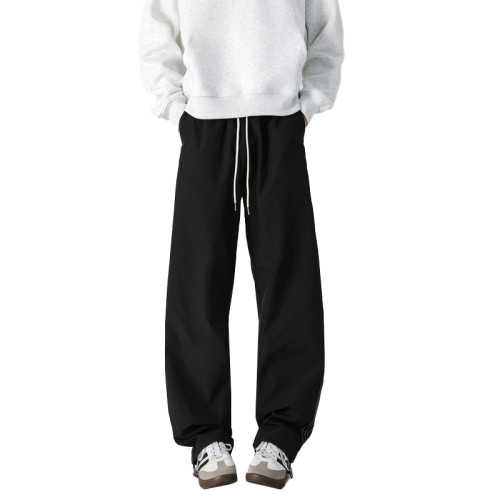 WASSUP NURAYA美式條紋休閒褲春秋寬鬆直筒運動褲男生青年長褲子