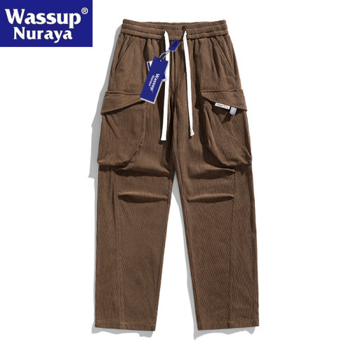 WASSUP Nuraya潮牌春秋燈芯絨直筒褲男高級感寬鬆休閒長褲衛褲男