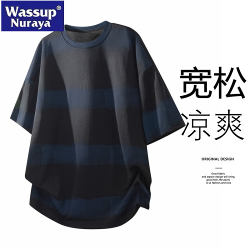 WASSUP Nuraya潮牌條紋t恤男2025新款半袖寬松休閒圓領短袖ins夏