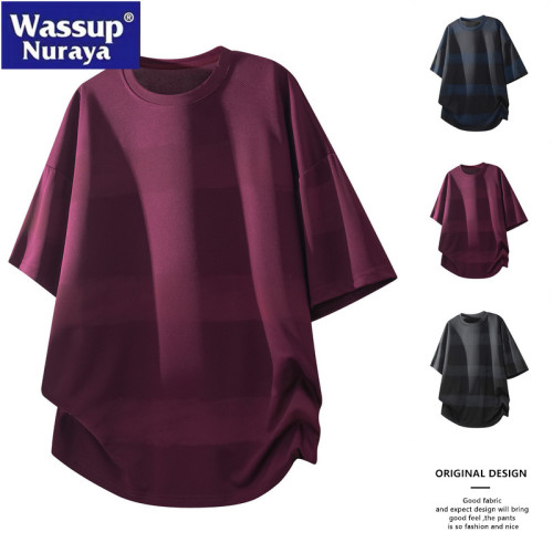 WASSUP Nuraya潮牌條紋t恤男2025新款半袖寬松休閒圓領短袖ins夏