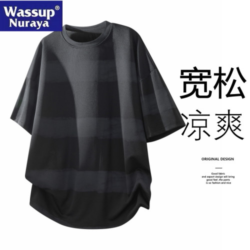 WASSUP Nuraya潮牌條紋t恤男2025新款半袖寬松休閒圓領短袖ins夏