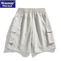 WASSUP Nuraya潮牌美式機能工裝短褲男夏季冰絲直筒寬鬆五分中褲