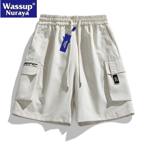 WASSUP Nuraya潮牌美式機能工裝短褲男夏季冰絲直筒寬鬆五分中褲