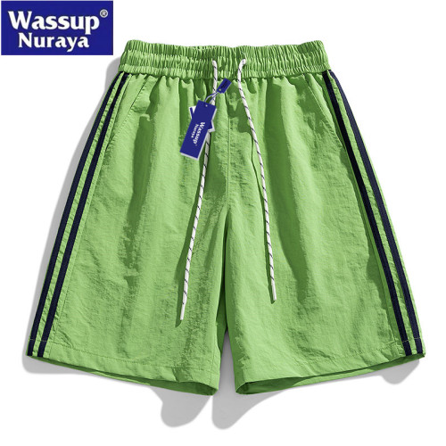 WASSUP Nuraya潮牌2025夏季新款工裝褲男冰感條紋短褲五分休閒褲