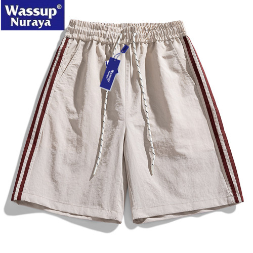 WASSUP Nuraya潮牌2025夏季新款工裝褲男冰感條紋短褲五分休閒褲