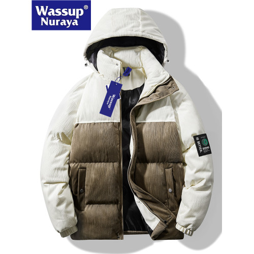 WASSUP Nuraya潮牌冬季棉衣外套男加絨加厚羽絨棉襖連帽休閒外套