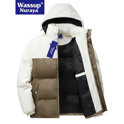 WASSUP Nuraya潮牌冬季棉衣外套男加絨加厚羽絨棉襖連帽休閒外套