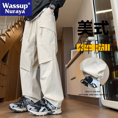 WASSUP NURAYA美式工裝褲男春秋2025新款寬鬆痞帥直筒男休閒長褲