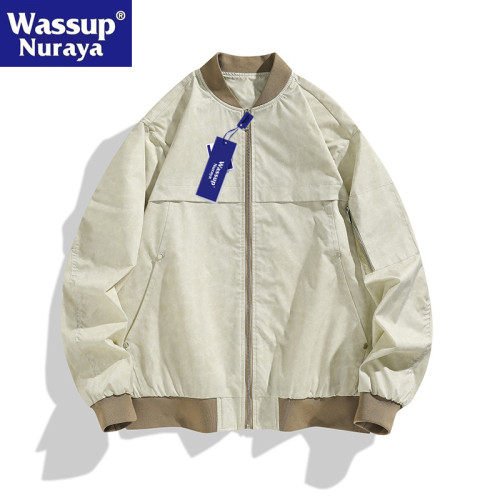 WASSUP Nuraya潮牌美式外套男秋冬季潮流棒球服寬松情侶休閒夾克