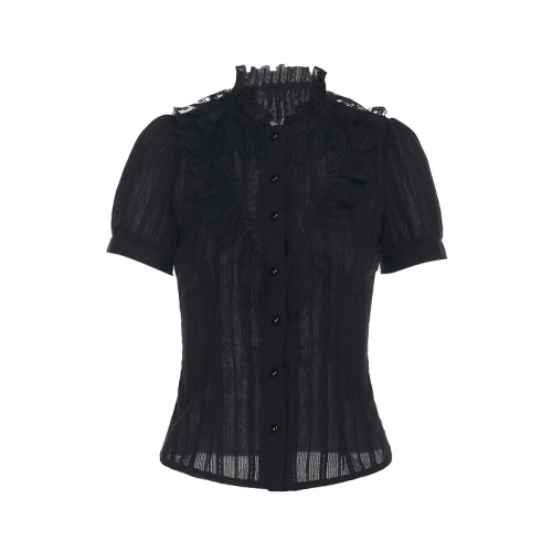 Wannathis哥特風黑色上衣辣妹套裝亞文化短袖襯衫亞比蓬蓬半身裙 Wannathis哥特風黑色上衣辣妹套裝亞文化短袖襯衫亞比蓬蓬半身裙