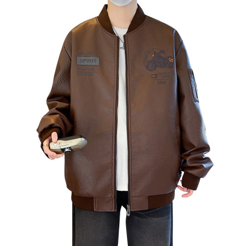 WASSUP NURAYA皮衣外套男士春秋痞帥潮牌機車服寬鬆大碼休閒夾克