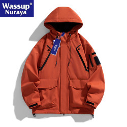 WASSUP Nuraya潮牌外套男春秋寬鬆休閒百搭美式戶外連帽情侶夾克
