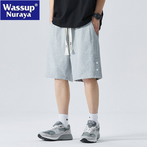 WASSUP NURAYA短褲男夏季寬松直筒休閒百搭五分褲重磅情侶沙灘褲
