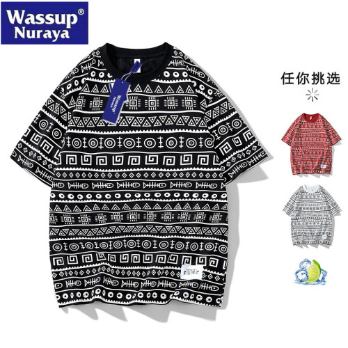 WASSUP Nuraya潮牌重磅休閒純棉短袖T恤男夏民族風設計感小衆上衣