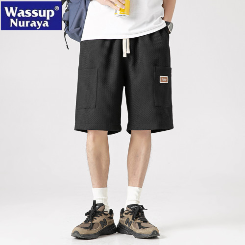 WASSUP NURAYA純棉短褲男戶外休閒運動五分褲夏季復古青年中褲子
