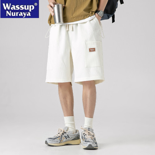 WASSUP NURAYA純棉短褲男戶外休閒運動五分褲夏季復古青年中褲子