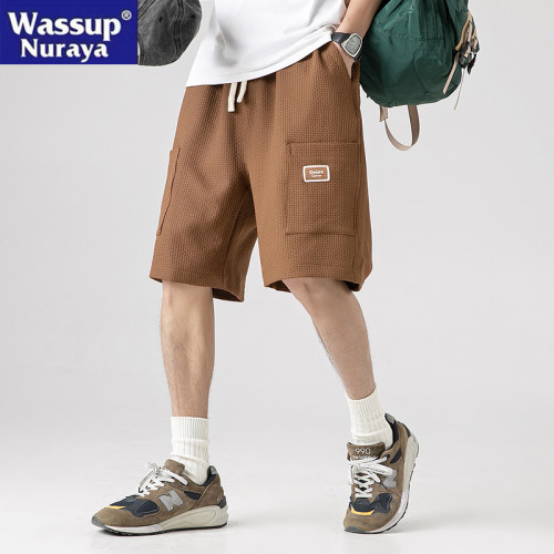 WASSUP NURAYA純棉短褲男戶外休閒運動五分褲夏季復古青年中褲子