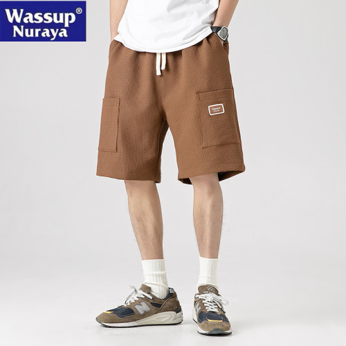 WASSUP NURAYA純棉短褲男戶外休閒運動五分褲夏季復古青年中褲子