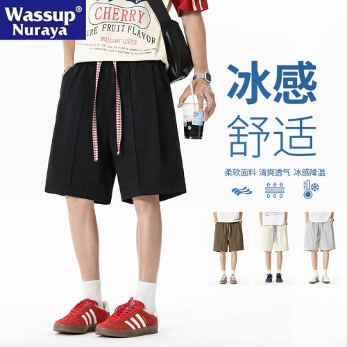 WASSUP NURAYA戶外休閒五分褲男夏季寬松百搭沙灘冰絲速乾短褲子