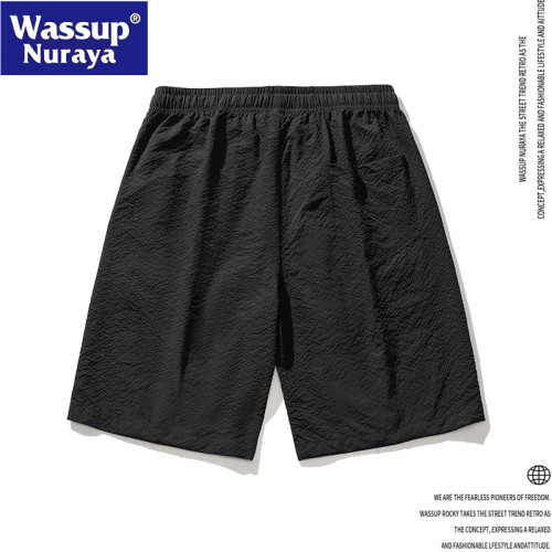 WASSUP Nuraya潮牌夏季運動五分褲男士復古寬鬆百搭濶腿休閒短褲