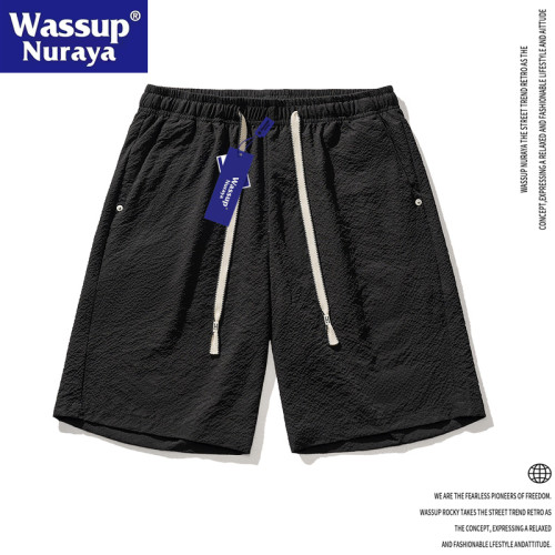 WASSUP Nuraya潮牌夏季運動五分褲男士復古寬鬆百搭濶腿休閒短褲