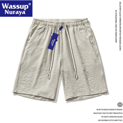 WASSUP Nuraya潮牌夏季運動五分褲男士復古寬鬆百搭濶腿休閒短褲