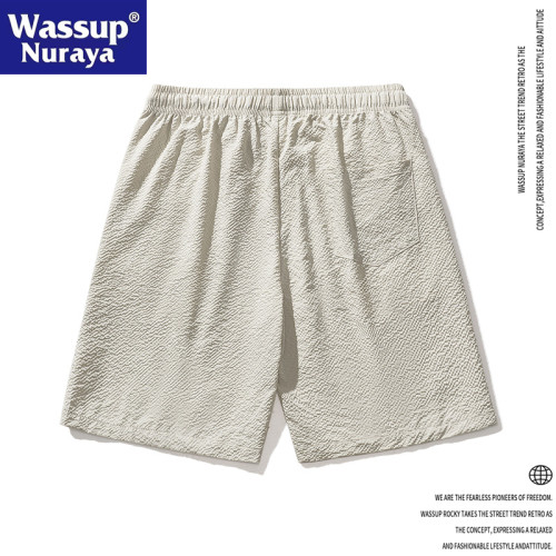 WASSUP Nuraya潮牌夏季運動五分褲男士復古寬鬆百搭濶腿休閒短褲
