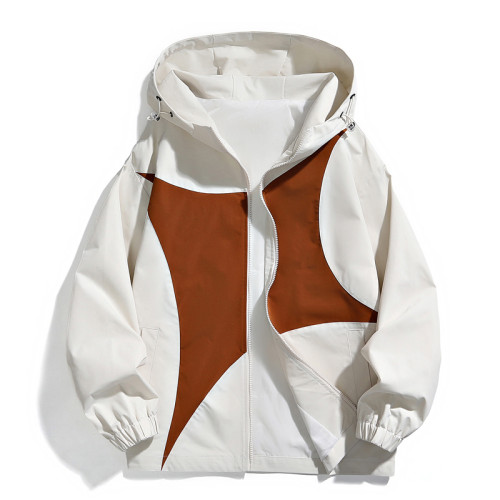 WASSUP Nuraya潮牌戶外沖鋒衣男士春秋拼色寬鬆情侶連帽夾克外套