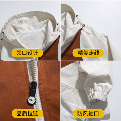 WASSUP Nuraya潮牌戶外沖鋒衣男士春秋拼色寬鬆情侶連帽夾克外套