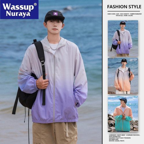 WASSUP NURAYA防曬衣男外套夏季薄款漸變戶外情侶皮膚衣釣魚衣服