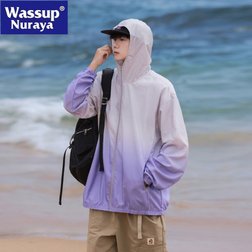 WASSUP NURAYA防曬衣男外套夏季薄款漸變戶外情侶皮膚衣釣魚衣服