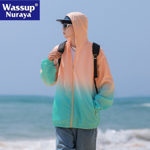 WASSUP NURAYA防曬衣男外套夏季薄款漸變戶外情侶皮膚衣釣魚衣服