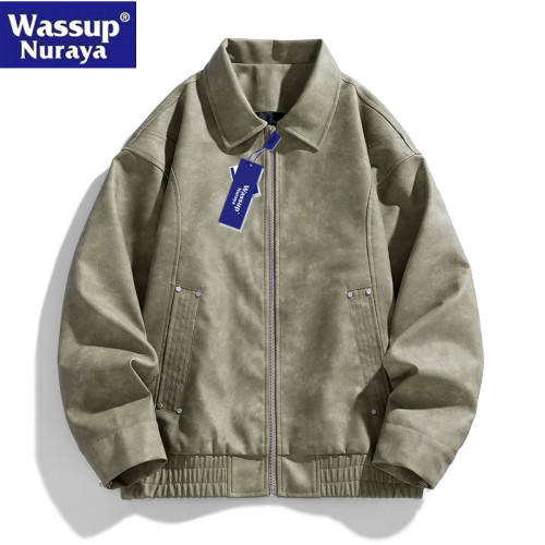 WASSUP Nuraya潮牌復古皮夾克男春季百搭痞帥機車服外套休閒外套