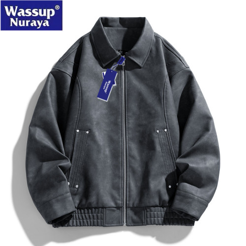 WASSUP Nuraya潮牌復古皮夾克男春季百搭痞帥機車服外套休閒外套