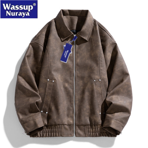 WASSUP Nuraya潮牌復古皮夾克男春季百搭痞帥機車服外套休閒外套