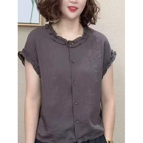 2025夏季新款女士純棉短袖t恤洋氣媽媽裝時尚純棉圓領休閒襯衫潮