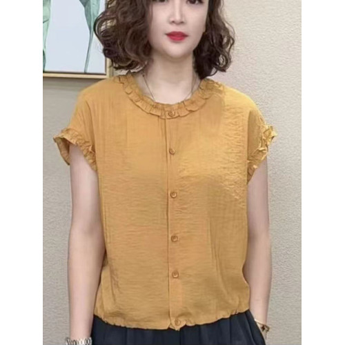 2025夏季新款女士純棉短袖t恤洋氣媽媽裝時尚純棉圓領休閒襯衫潮