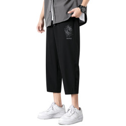 WASSUP NURAYA冰絲褲子男八分九分休閒男2025夏季薄款寬松直筒褲