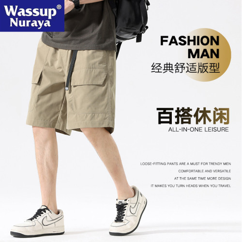WASSUP NURAYA美式復古工裝戶外短褲男夏季寬松直筒休閒五分褲男