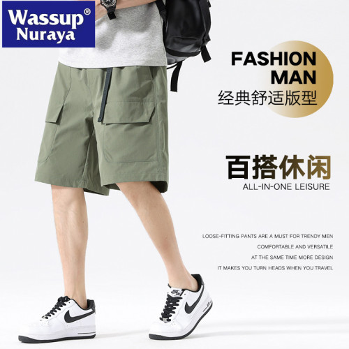 WASSUP NURAYA美式復古工裝戶外短褲男夏季寬松直筒休閒五分褲男