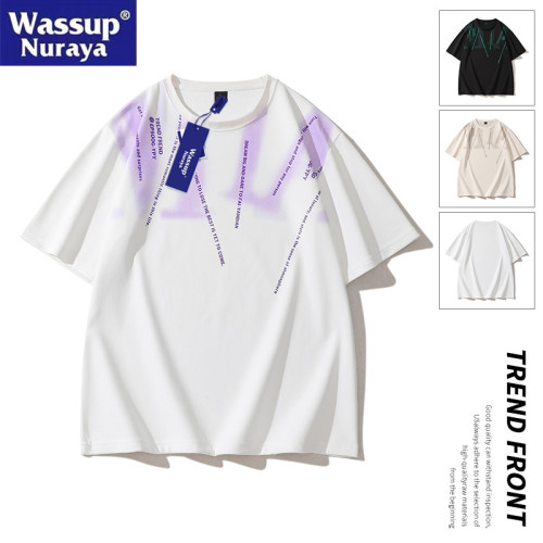 WASSUP Nuraya潮牌青少年短袖t恤男夏季2025新款學生帥氣夏裝上衣