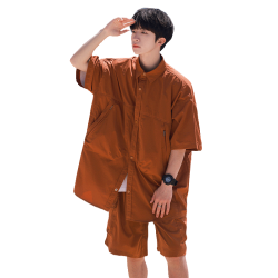 WASSUP NURAYA短袖襯衫套裝男士夏季新款休閒短褲百搭五分工裝褲
